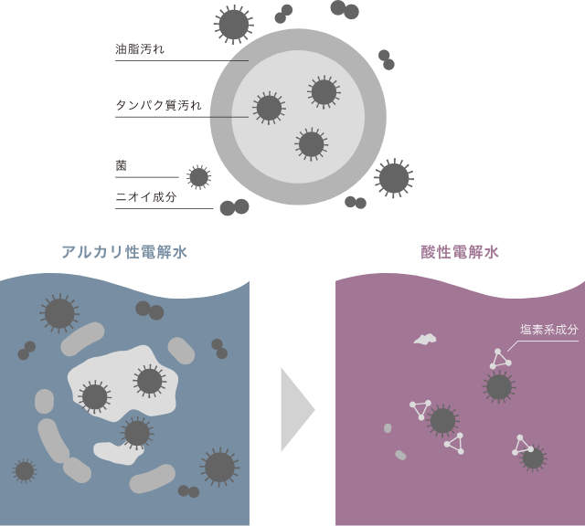 アルカリ性電解水と酸性電解水で洗浄&除菌